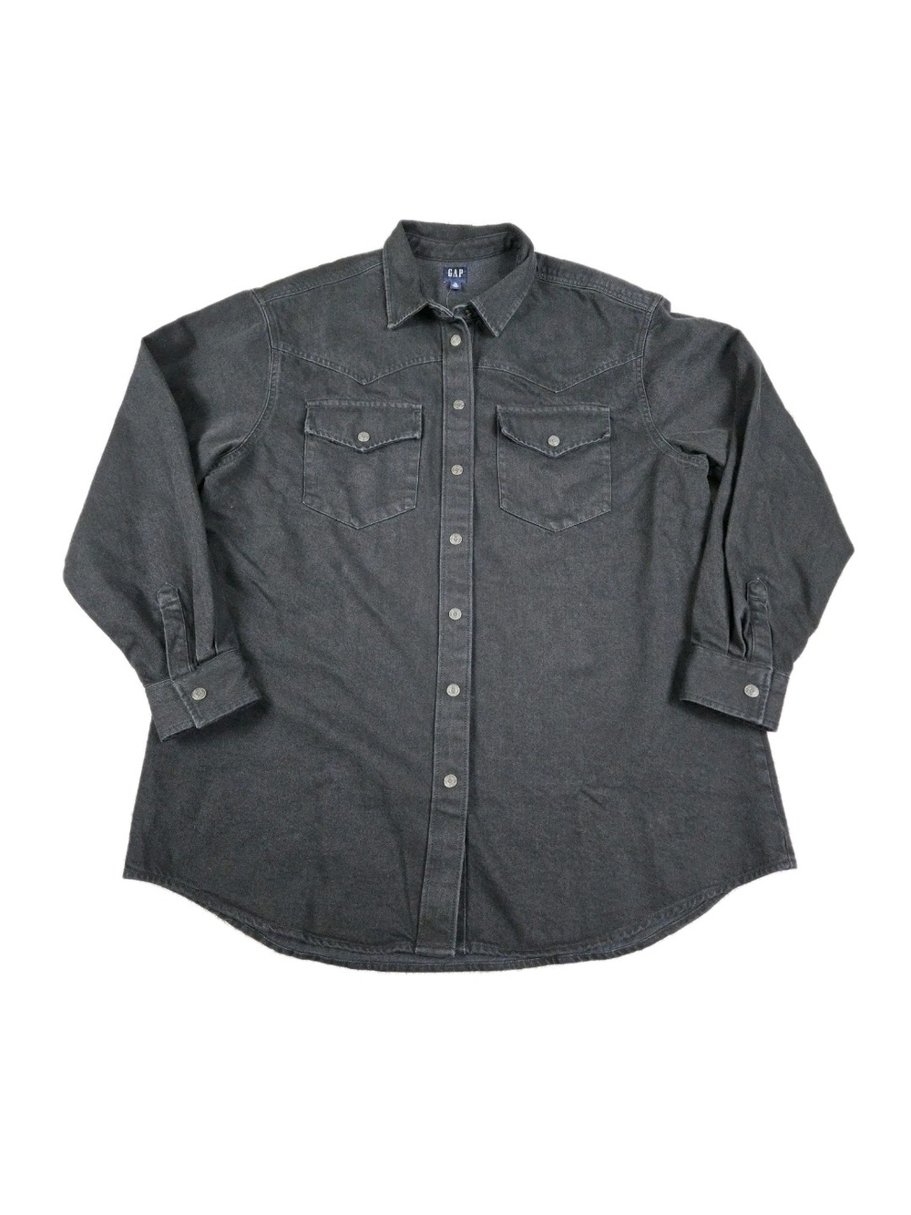 NEW Gap Black Denim Western Shacket Mens XLT Snap Button Shirt Jacket Grunge
